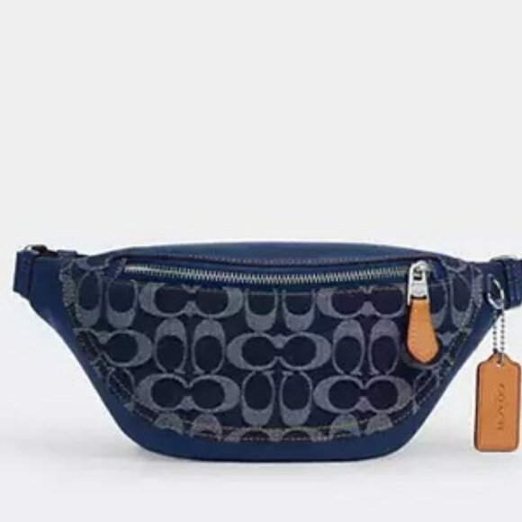 Coach Deep Blue Signature Denim Belt Bag & Card Wallet Double Bundle, NWT - Picture 7 of 9